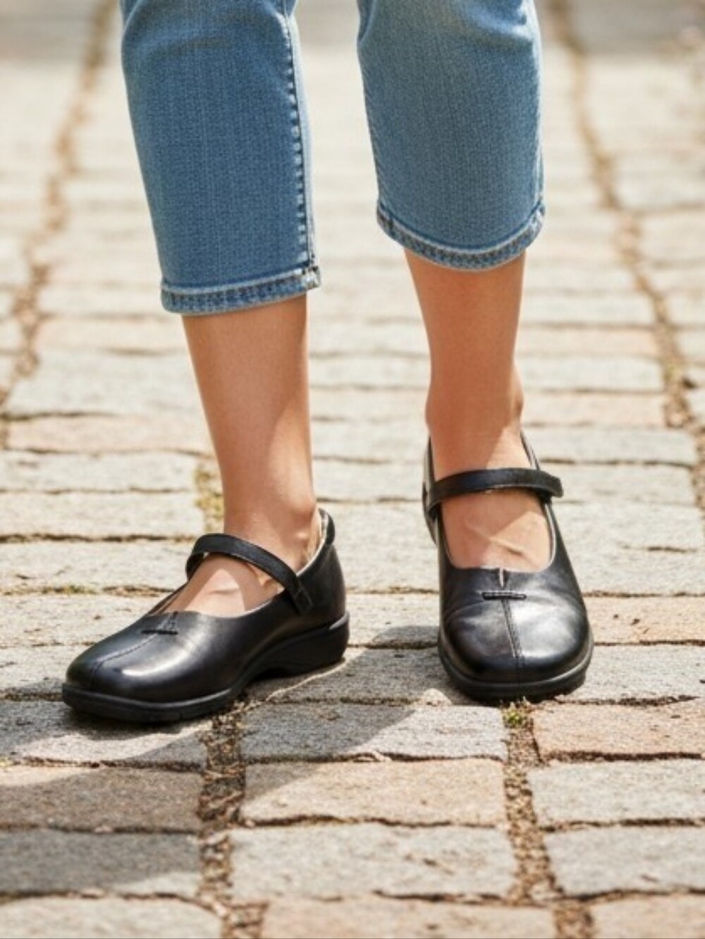 EARTH SPIRIT Eliot Leather Mary Jane Flats In Black Size 9.5